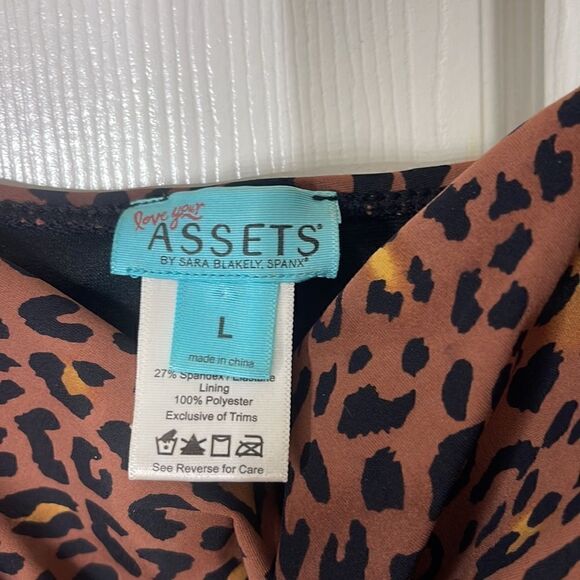 Assets by Spanx L Leopard Print Twist Bandeau Tankini Swim Top Shaping size L - Picture 5 of 6